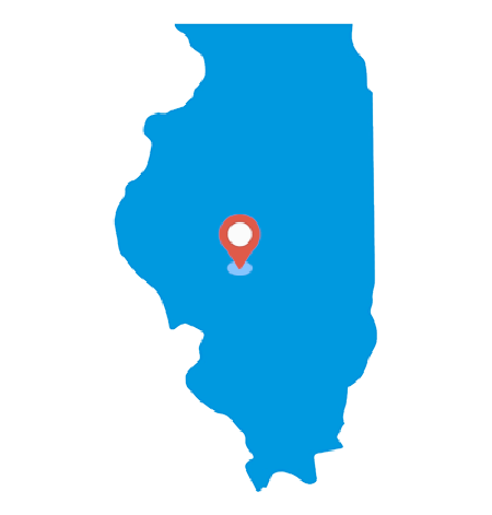Image of Illinois with star over Springfield, Illinois